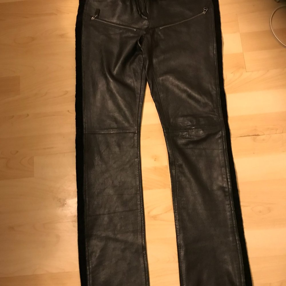 VINTAGE MAX STUDIO MOTORCYCLE LEATHER ZIPPER POCKETS PANTS